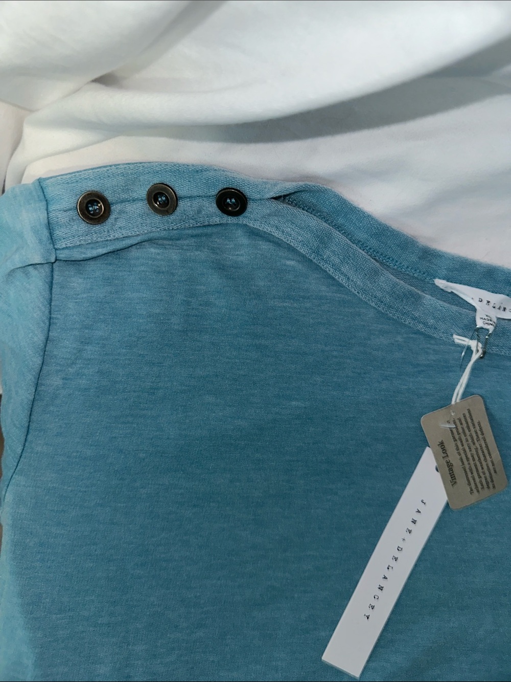 Jane and Delancey Teal Short-Sleeve Button-Shoulder Tee